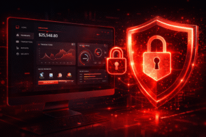 FinTech cybersecurity image showing secure digital banking and payment protection